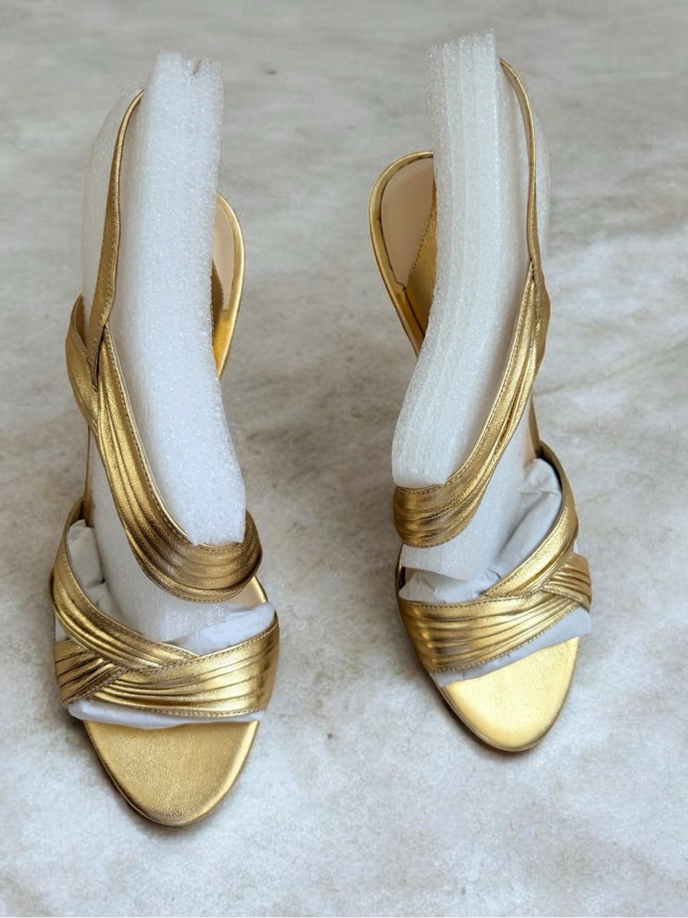 Nine West Metallic Gold Strappy Evening Heels